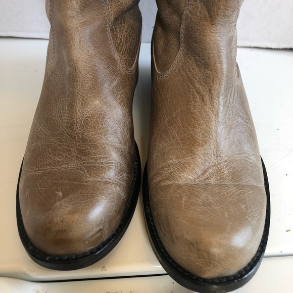 Steven Steve Madden Rannt taupe distressed tall studded boots - Picture 7 of 16